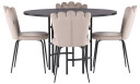 Venture Design Copenhagen & Limhamn spisegruppe Beige/svart 4 stoler & bord 115 cm