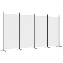 vidaXL Romdeler 4 paneler hvit 346x180 cm stoff