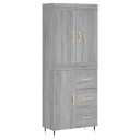  Highboard grå sonoma 69,5x34x180 cm konstruert tre