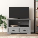 vidaXL TV-benk med 2 skuffer BODO grå 91x43x56 cm heltre furu