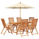 vidaXL Ute spisegruppe med parasoll 8 stk. 6-seters