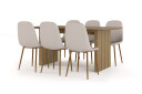 Bark Richeto Spisebord 180 cm eik + 6 stk Naira stol beige med eikeben   Natur/Beige