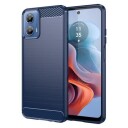 Motorola Moto G34 Børstet TPU Deksel Karbonfiber Blå