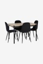 Ellos Home   Spisegruppe Gilda med bord 120x80 cm + 4 stoler   Svart