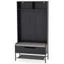 4 i 1 garderobe med benk & Skoskap & 3 kroker klesstativ klesstativ svart