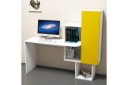 Skrivebord Amtorp 145 cm med Oppbevaringshyller + Skap   Hvit/Gul