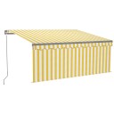 vidaXL Manuell uttrekkbar markise rullegardin&LED 3,5x2,5 m gul hvit