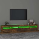 vidaXL TV-benk med LED-lys røkt eik 240x35x40 cm
