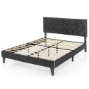 Polstret dobbeltsengramme 200x180 cm grå robust design