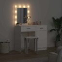  2 delt sminkebordsett med LED i hvit konstruert tre