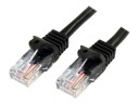 StarTech 0.5m Black Cat5e / Cat 5 Snagless Ethernet Patch Cable 0.5 m - koblingskabel - 50 cm - svart