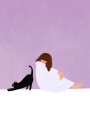 Girl and Cat Plakat / 50x70