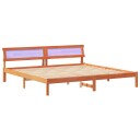  Sengestamme med LED  stripelys med hodegjerde Brun 200 x 200 cm tre
