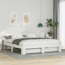  Sengestamme med hodegjerde Hvit 200 x 200 cm Heltre furu