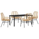 5 Delt Hage Spise Sett Brun Poly Rattan