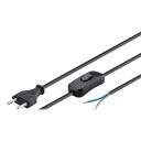 Pro 1,5 m Europlug Strømkabel med Bryter Ujordet Svart