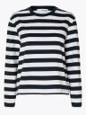 Selected Femme Essential Long Sleeve Striped Boxy Tee Blå XS