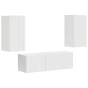  TV vegghyllesett 4 pcs Høyglanset hvit Konstruert tre