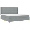  Box Spring Seng med Madrass og LED Lys Lys Grå 200x200 cm Stoff