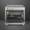 Smeg 90 cm Glasskeramisk Komfyr med Varmluft og Selvrensing i Rustfritt Stål SCD91CMX9