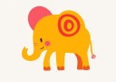 Yellow Elephant  Pink Ears Cheerful Plakat Plakat / 40x50cm