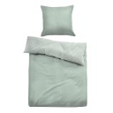 Tom Tailor Rutete sengetøy 150x210 cm - Stripete sengetøy i 100 % bomull - Grønn - Vendbart design -