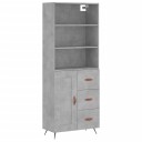 vidaXL Highboard betong grå 69,5x34x180 cm konstruert tre 8720845933609