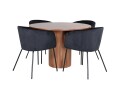 Venture Design Bianca & Berit spisegruppe Svart/valnøtt 4 stoler & bord 110 cm
