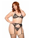 Leg Avenue Svart Undertøysett M/ Rhinestones Plus Size Plus Size