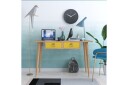 Skrivebord Zonata 120 cm med Oppbevaring 2 Skuffer   Gull/Natur/Gul