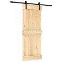 vidaXL Skyvedør Naturlig og svart 80 x 210 cm Massiv Furu Tre