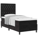  Box Spring Seng med Madrass Svart 100x200 cm Fløyel