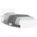 vidaXL Sengeramme med hodegavl og LED-lys hvit 90x200 cm 8721012241565