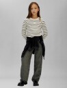 Calvin Klein Yd Stripe L/S T Shirt   Cream   128