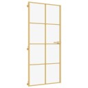 vidaXL Innerdør slank gull 93x201,5 cm herdet glass og aluminium
