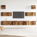  TV-skapsett 7 deler veggmontert gammelt tre konstruert tre 8721158761057