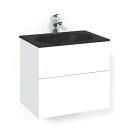 Macro Design Crown Plain/push-open Servantskap 2-skuff - med Glasservant Svart eik / 60cm Glass Edge