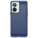 OnePlus Nord 2T Børstet TPU-deksel Karbonfiber Blå