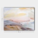 Lerretsbilde 70x100 cm Abstrakt landskap med myke fargeoverganger som skaper en rolig og harmonisk følelse Lys rosa / Lys gul / Lys blå