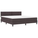  Box Spring Seng med Madrass & LED Mørk Brun 180x200 cm Stoff