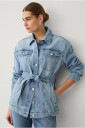 Ellos Collection   Denim jakke med knytbart belte   Blå