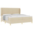  Box Spring seng med madrass Krem 200x200 cm Stoff