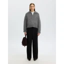 Selected Slwanjuli Ls Knit Half Zip   Grey   S
