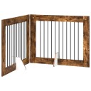 Vidaxl Foldbar Hundegitter Med Stativer 2 Stk. Røkt Eik 200.5 cm