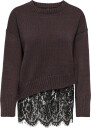 ONLY Onlevie Ls Lace Mix O Neck Knt   COFFEE BEAN   L