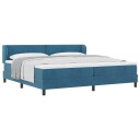  Box Spring Seng med Madrass Mørk Blå 200x200 cm Fløyel