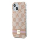 DKNY MagSafe Etui for iPhone 15/14/13 med Rutemønster og Striper - Rosa