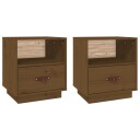 vidaXL Nattbord 2 stk honningbrun 40x34x45 cm heltre furu