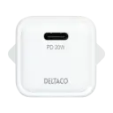 Deltaco USB-C Vegglader 20 W med Hurtiglading Hvit