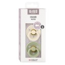 BIBS Pacifier Colour Latex Ivory/Sage Size 3 2pcs